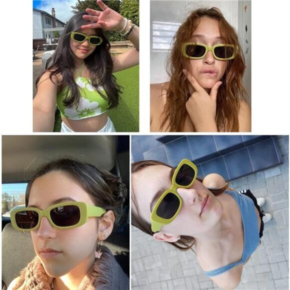 4 Pieces Retro Vintage Sunglasses Small Square Rectangle 90s Glasses Trendy Y2K main image 4